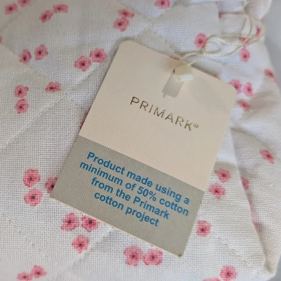 Stuffed With Goodies Primark White Quilted Cushion Cover with Pink Rose Print - Picture 2 of 7